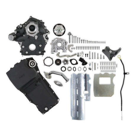 Holley Godzilla High-Mount Accessory Drive - With Holley Swap Oil Pan and Pump - Base Kit - Black - 20-320BK