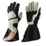 Racequip SFI 3.3/5 Black / Gray Outseam Long Gauntlet Nomex Race Gloves - Medium - 359603RQP