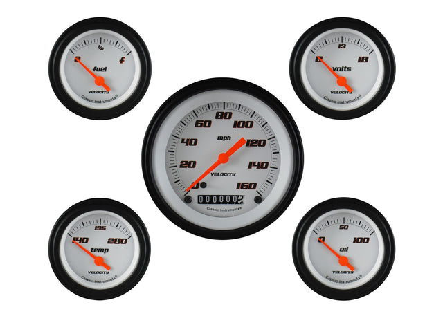 Classic Instruments Velocity White Five Gauge Set - VS00WBLF