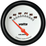 Classic Instruments Velocity White 2-5/8" Volt Gauge - VS230WBLF