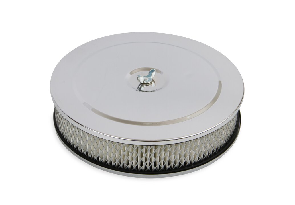 Mr Gasket Air Cleaner - 9 Inch Diameter x 2-3/4 Inch Tall - Chrome - 1487