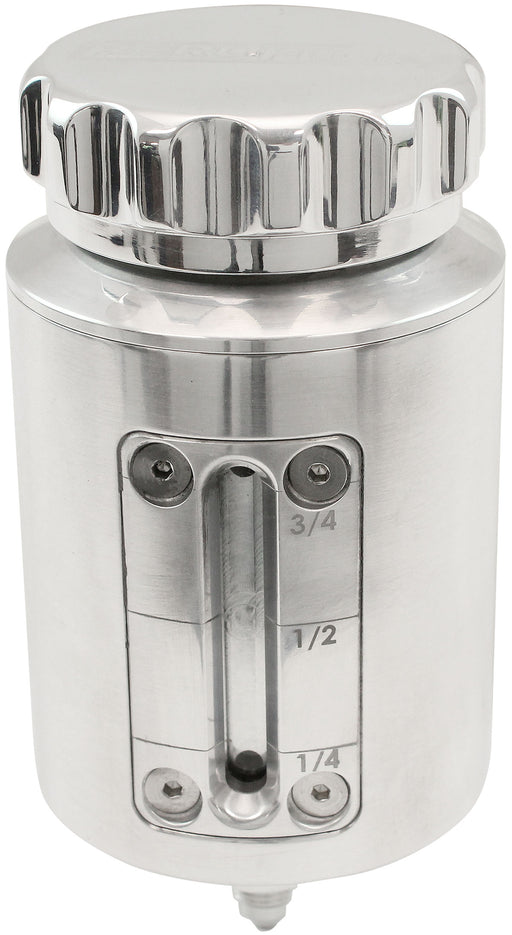 Aeroflow Brake & Clutch Reservoir with Sight Glass, Polished -3AN Outlet, 120ml (4oz), 100mm (4.00") H x 63.5mm (2-1/2") O.D (AF64-2154) AF64-2154