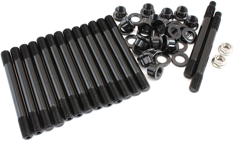 Aeroflow Ford XR6 Barra 2 Bolt Main Stud Kit Suits BA, BF, FG Turbo 4 Liter, 12 Point Nuts and 8740 Grade Material (AF37-2222) AF37-2222