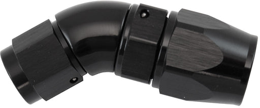Aeroflow 200 Series Teflon Style One Piece 45 Degree Stepped Hose End -6AN to -8 Hose Black Finish. Suits 200 & 250 Series Hose (AF572-08-06DBLK) AF572-08-06DBLK
