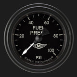 Classic Instruments Moal Bomber 2 1/8" Fuel Pressure Gauge, 100 psi - MA146BLF