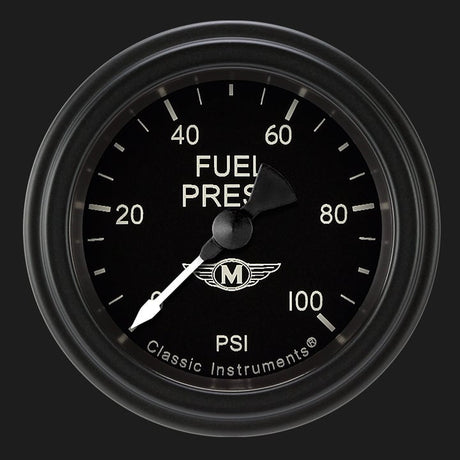 Classic Instruments Moal Bomber 2 1/8" Fuel Pressure Gauge, 100 psi - MA146BLF