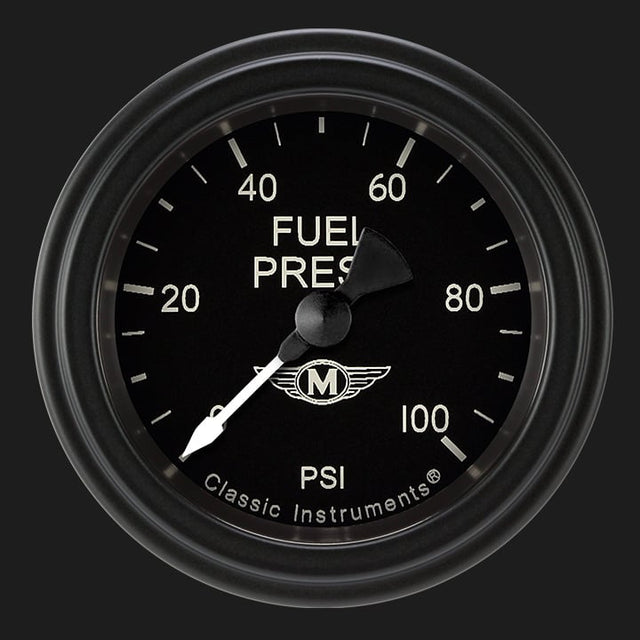 Classic Instruments Moal Bomber 2 1/8" Fuel Pressure Gauge, 100 psi - MA146BLF