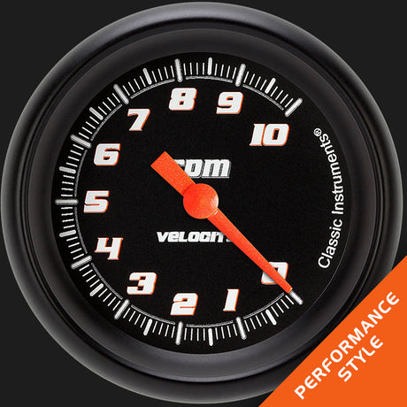 Classic Instruments Velocity Black 2 5/8" Tachometer - VS383BBPF