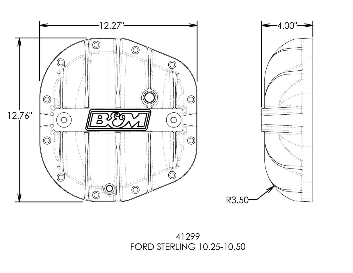 B&M Hi-Tek Aluminum Differential Cover for Sterling 10.25/10.5-inch - Black - 41299