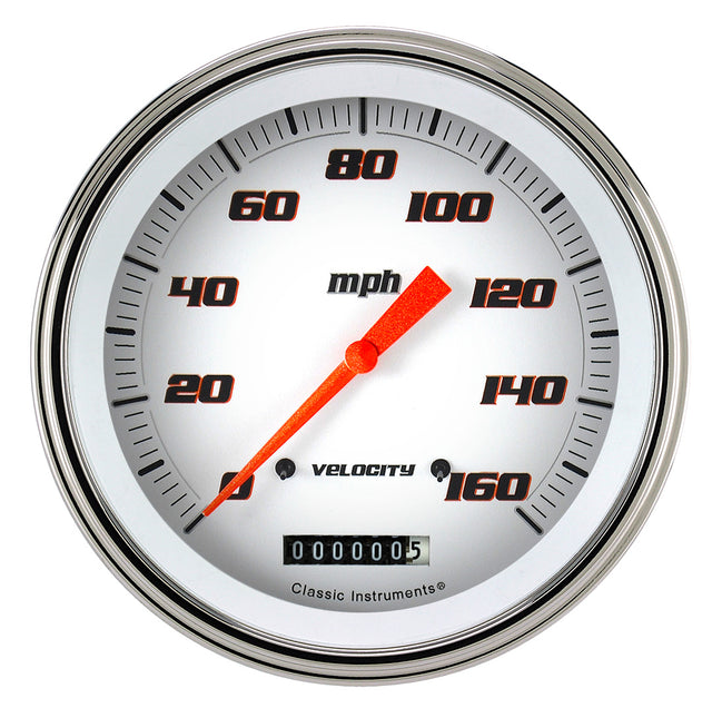 Classic Instruments VELOCITY WHITE 5IN SPEEDO 160MPH - VS56WSLF