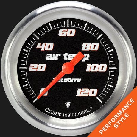 Classic Instruments Velocity Black 2 5/8" Outside Air Temp. Gauge - VS399BAPF
