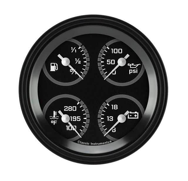 Classic Instruments AutoCross Gray 3 3/8" Quad - AX76GBLF