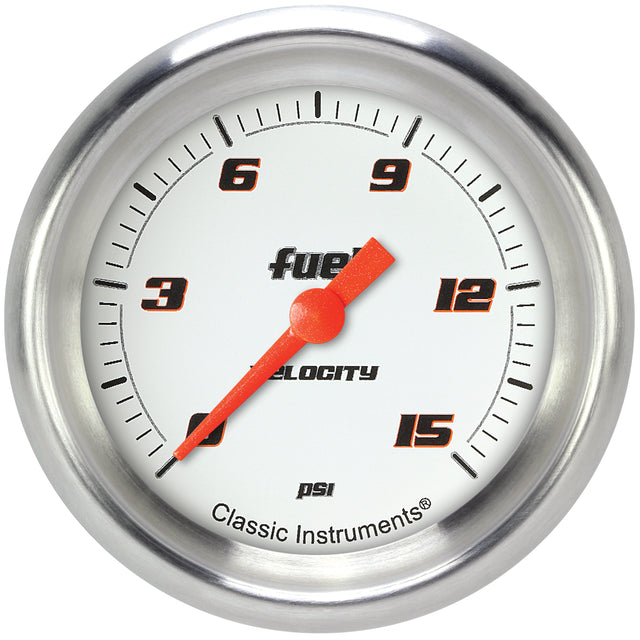 Classic Instruments Velocity White 2-5/8" Fuel Pressure Gauge (15 PSI) - VS345WAPF
