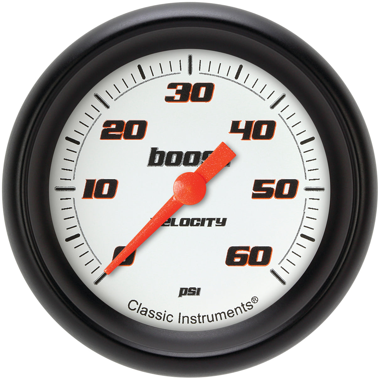 Classic Instruments Velocity White 2-5/8" Boost Gauge (60 PSI) - VS343WBPF