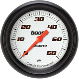 Classic Instruments Velocity White 2-5/8" Boost Gauge (60 PSI) - VS343WBPF