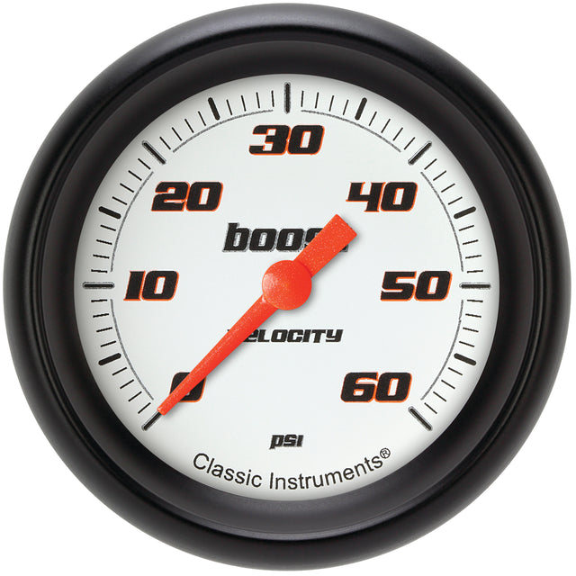 Classic Instruments Velocity White 2-5/8" Boost Gauge (60 PSI) - VS343WBPF
