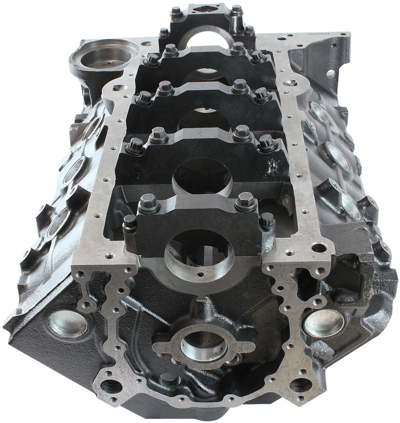 Aeroflow Cast Iron S/B Chev Engine Block, 4.125" Bore 9.025" Deck Height, 350 Mains, 4-Bolt Billet Splayed Caps (AF96-1002)