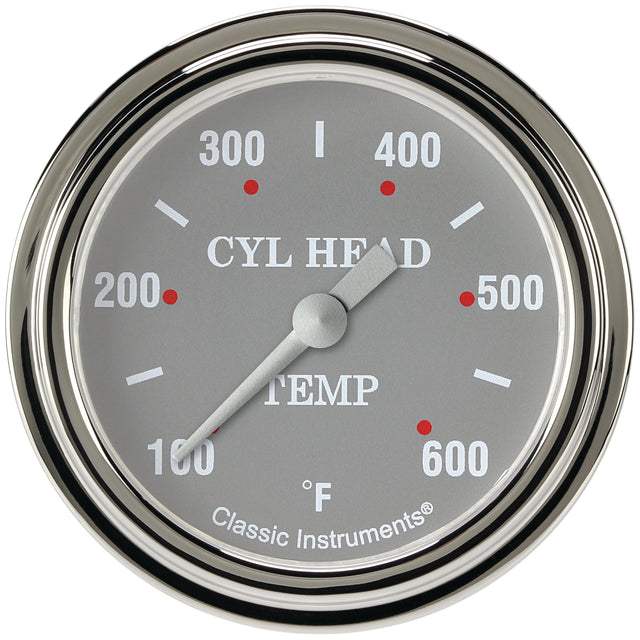 Classic Instruments Silver Gray 2-5/8" Cylinder Head Tempature Gauge - SG397SLF