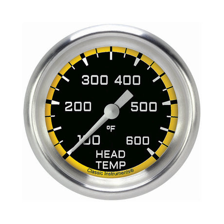 Classic Instruments Autocross Yellow 2 5/8" Cylinder Head Temp. Gauge - AX397YAPF