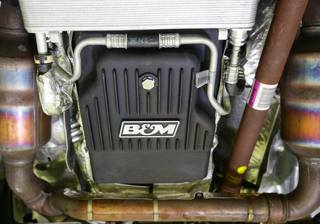 B&M Hi-Tek Heavy-Duty Deep Transmission Pan - Ford 10R80 - Aluminum - Black - 71400