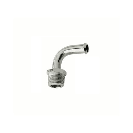 Mr Gasket Mr. Gasket Fuel Line Fitting - 3/8 Inch NPT to 3/8 Inch Hose Barb - 90° - Chrome - 2970G
