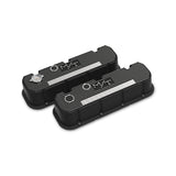 Holley 241-152 Tall M/T Valve Covers for Big Block Chevy Engines - Satin Black Finish with Machined Fins/Logo