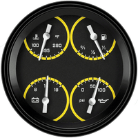 Classic Instruments AutoCross Yellow 4-5/8" Quad Gauge - AX75YBLF