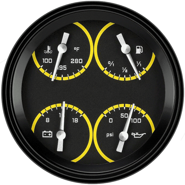 Classic Instruments AUTO CROSS YELLOW 5IN QUAD 0-90 - AX78YBLC