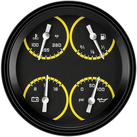 Classic Instruments AutoCross Yellow 4 5/8" Quad - AX78YBLF