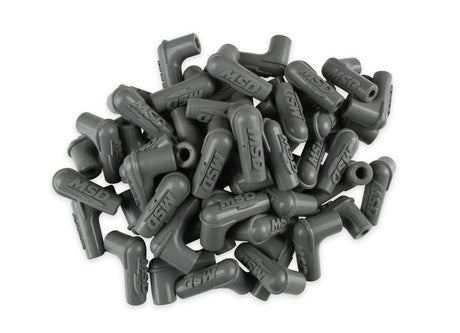 MSD Boots, 90 Degree Logo Spark Plug, Gray Silicone 50EA - 34514