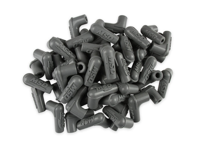 MSD Boots, 90 Degree Logo Spark Plug, Gray Silicone 50EA - 34514