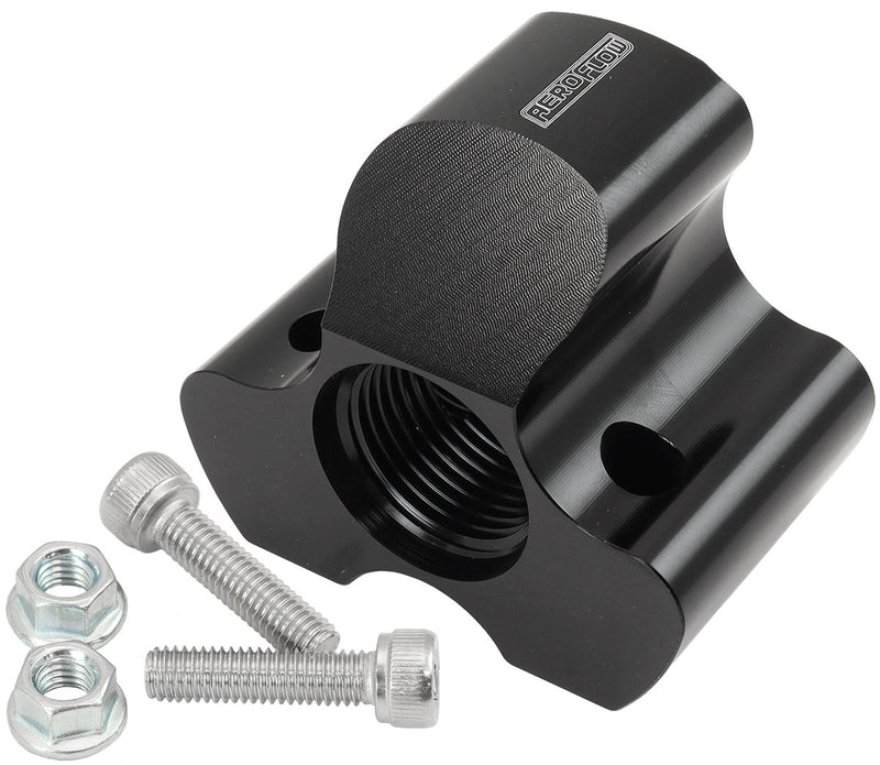 Aeroflow 4 Port Inline Distribution Block - Black Finish 3 x -10 ORB Ports, 1 x -12 ORB Port (AF935-12-10BLK) AF935-12-10BLK