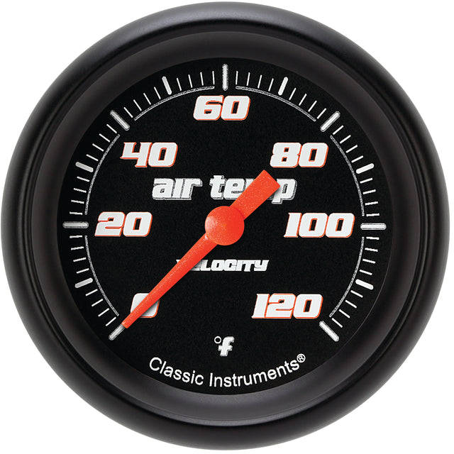 Classic Instruments Velocity Black 2-5/8" Outside Air Tempature Gauge - VS399BBPF