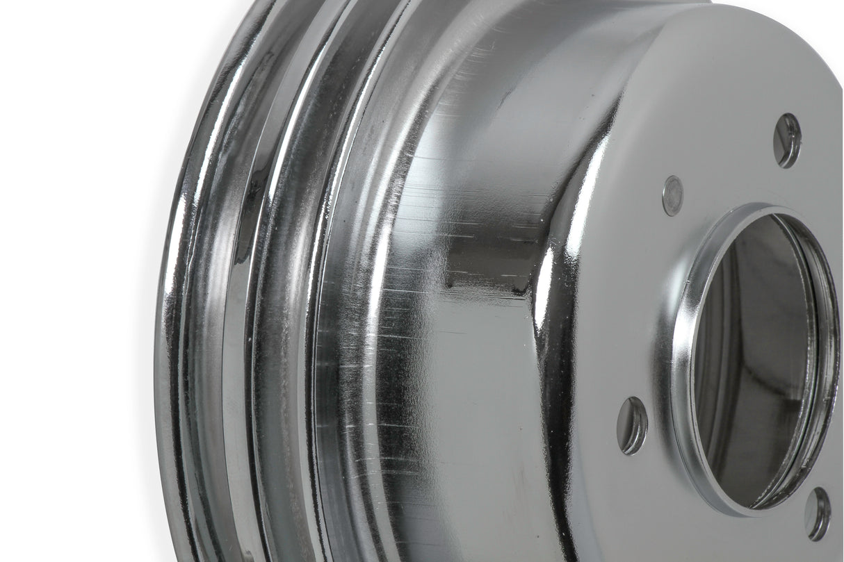 Mr Gasket Chrome Crankshaft Pulley - Double Groove - 8830MRG