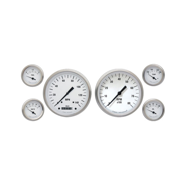 Classic Instruments WHITE HOT 5IN SPEED, 5IN TACH, 2IN FTVO-GM - WH51SLC