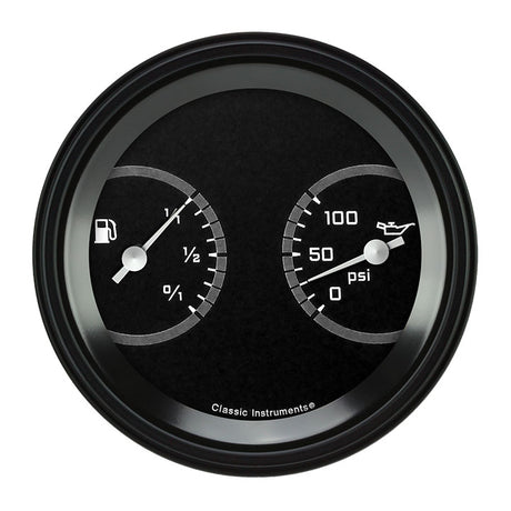 Classic Instruments AutoCross Gray 3 3/8" Fuel & Oil Dual - AX72GBLF