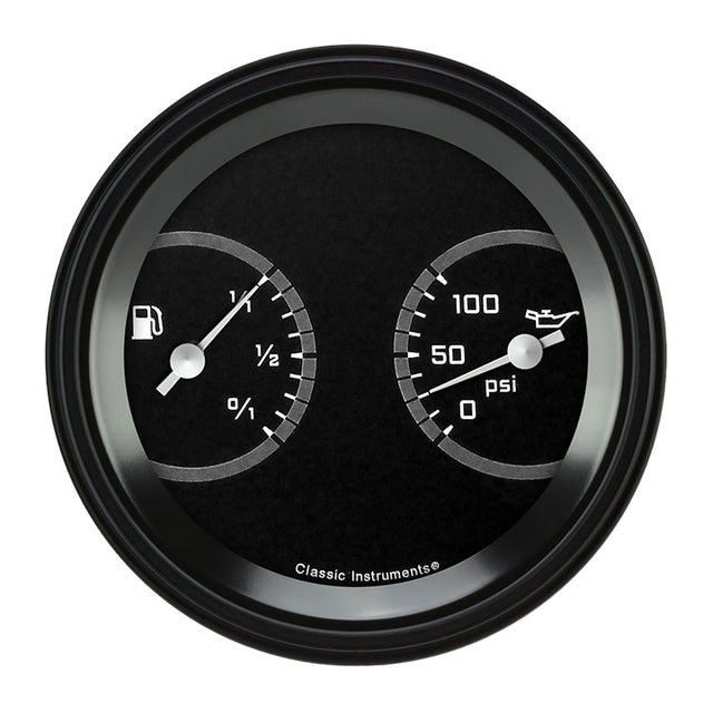 Classic Instruments AutoCross Gray 3 3/8" Fuel & Oil Dual - AX72GBLF