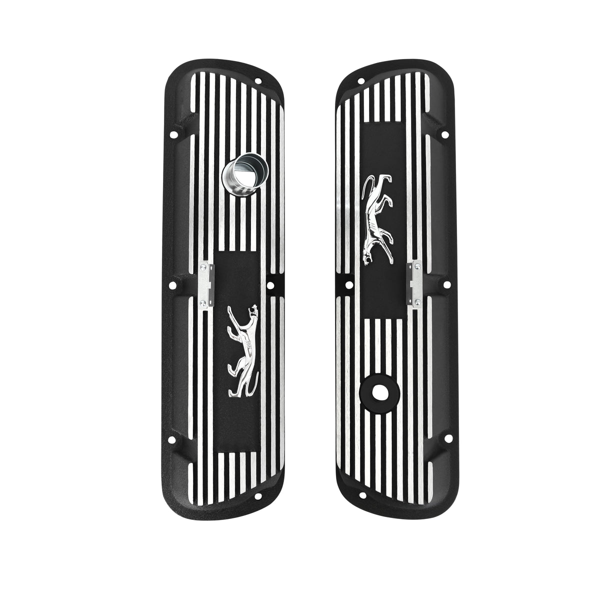 Scott Drake Cougar Aluminum Valve Covers Black Powder Coated Wrinkle Finish - 6A582-CO