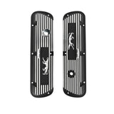 Scott Drake Cougar Aluminum Valve Covers Black Powder Coated Wrinkle Finish - 6A582-CO