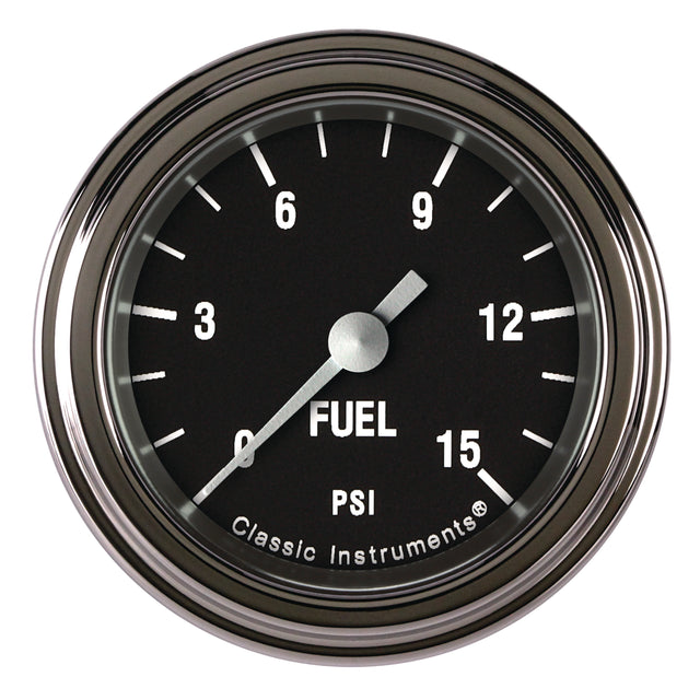 Classic Instruments Hot Rod 2-1/8" Fuel Pressure Gauge (15 PSI) - HR145SLF