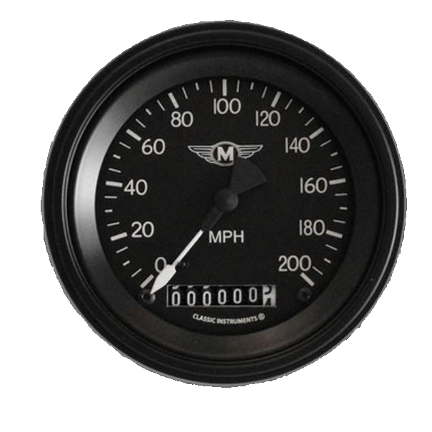 Classic Instruments MOAL BOMBER 3IN SPEEDO 200 MPH - MA57BLC