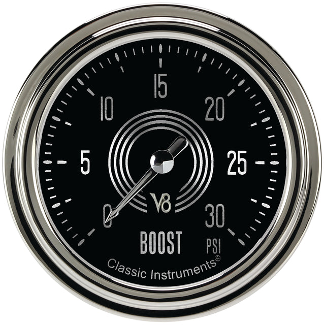 Classic Instruments V8 Speedster 2-5/8" Boost Gauge (30 PSI) - V8SR342SLC