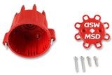 MSD Distributor Cap - V8 - HEI Terminals - Red - Spark Plug Wire Retainer - 8433