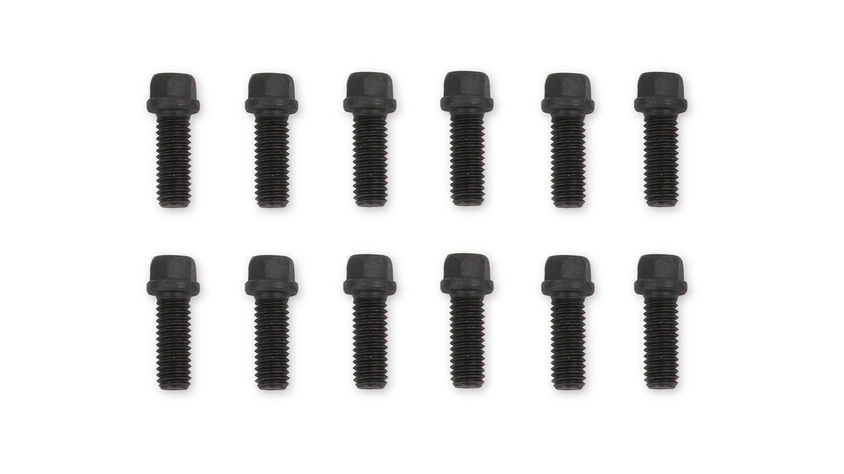 Mr Gasket Header Bolts -3/8-16 x 1 Inch Hex Head - Black Oxide - 917
