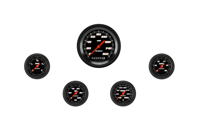 Classic Instruments Velocity Black Five Gauge Set 100 - VS100BBLF