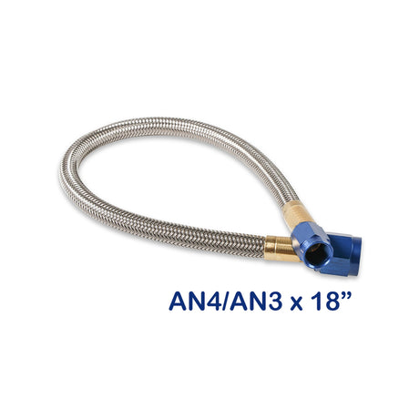 NOS Stainless Steel Braided Hose -4AN to -3AN 18" Blue - 15345NOS