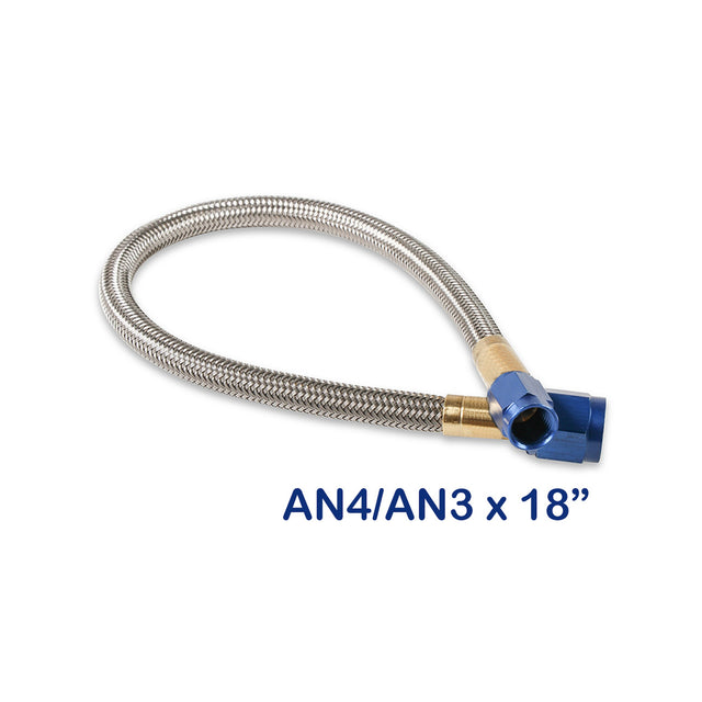 NOS Stainless Steel Braided Hose -4AN to -3AN 18" Blue - 15345NOS