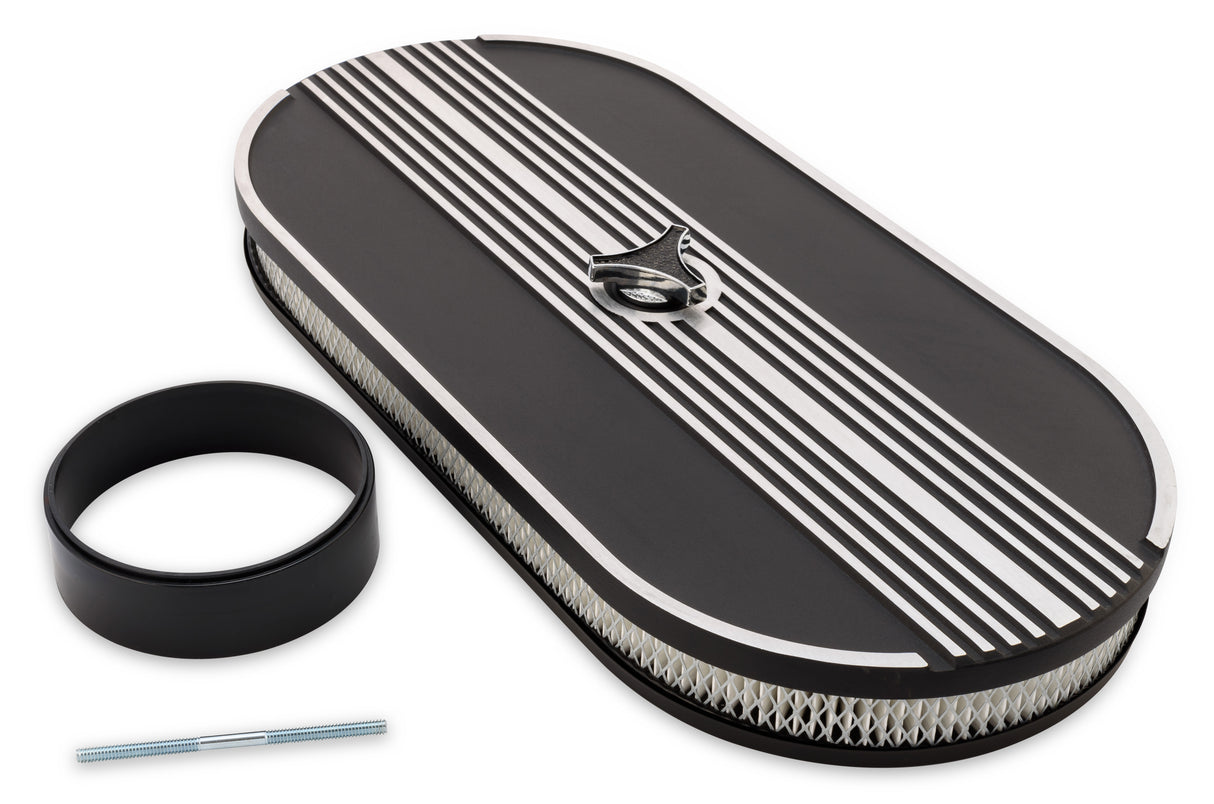 Scott Drake Aluminum Oval Air Cleaner Assembly Black - S1MS-9600-P