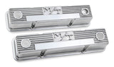 Holley 241-82 M/T Valve Covers - Vintage Style - Finned - SBC - Polished