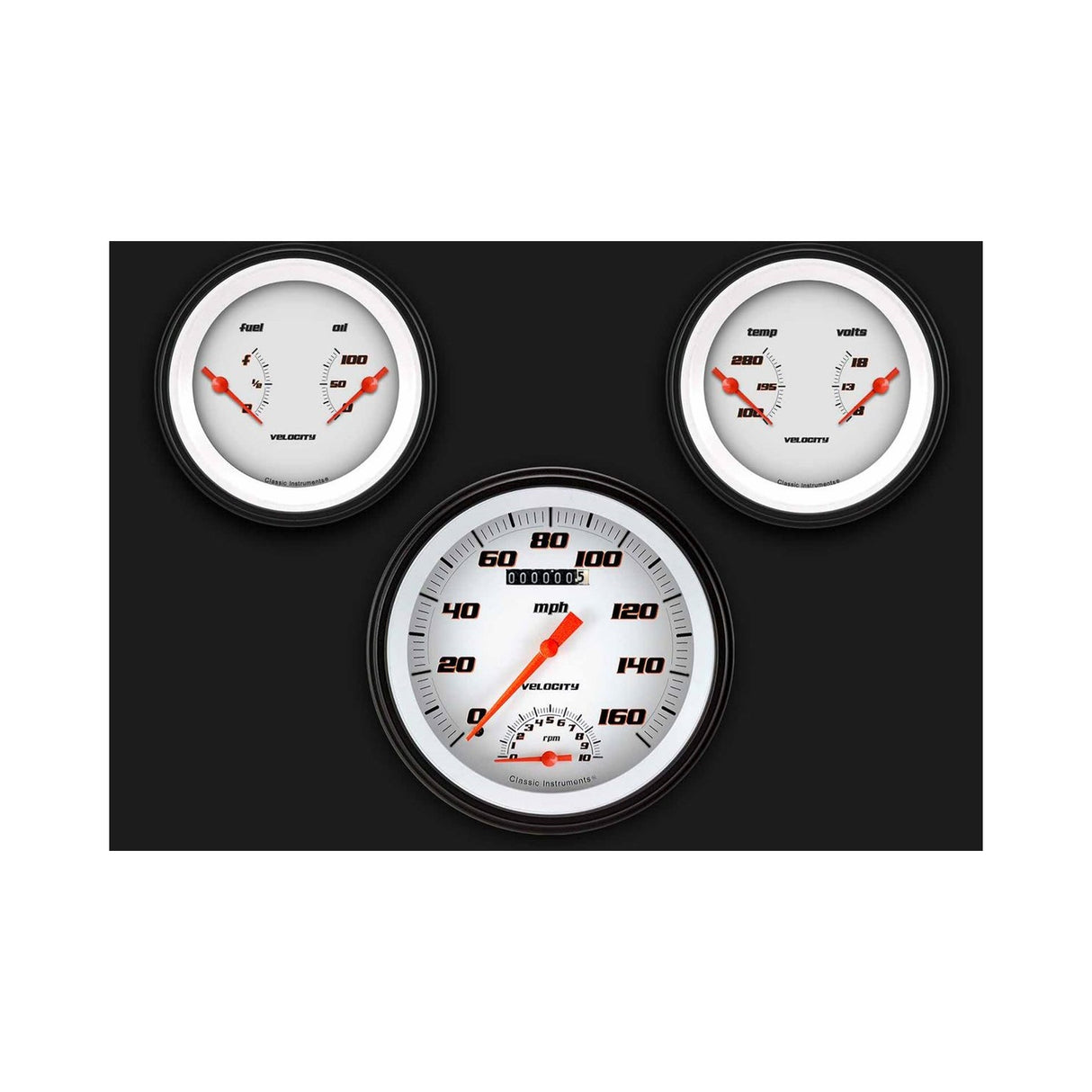 Classic Instruments Velocity White Three Gauge Set - VS61WBLF